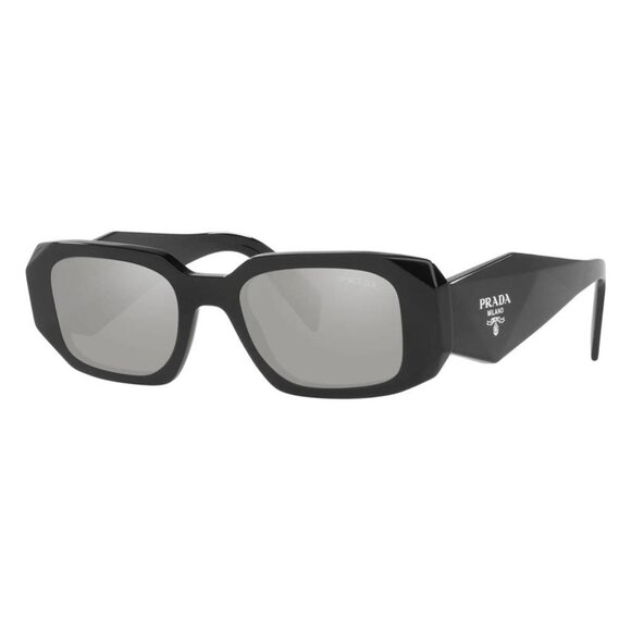 Prada Accessories - Prada Light Grey Mirror Silver Geometric Ladies Sunglasses